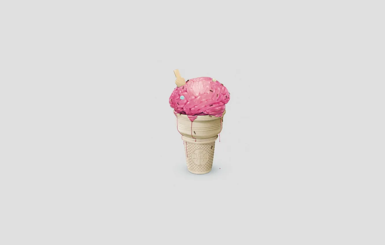 Photo wallpaper minimalism, ants, ice cream, brain, Cup