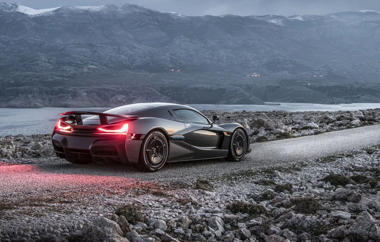 Photo wallpaper lights, supercar, 2018, Rimac, electric car, C-Two