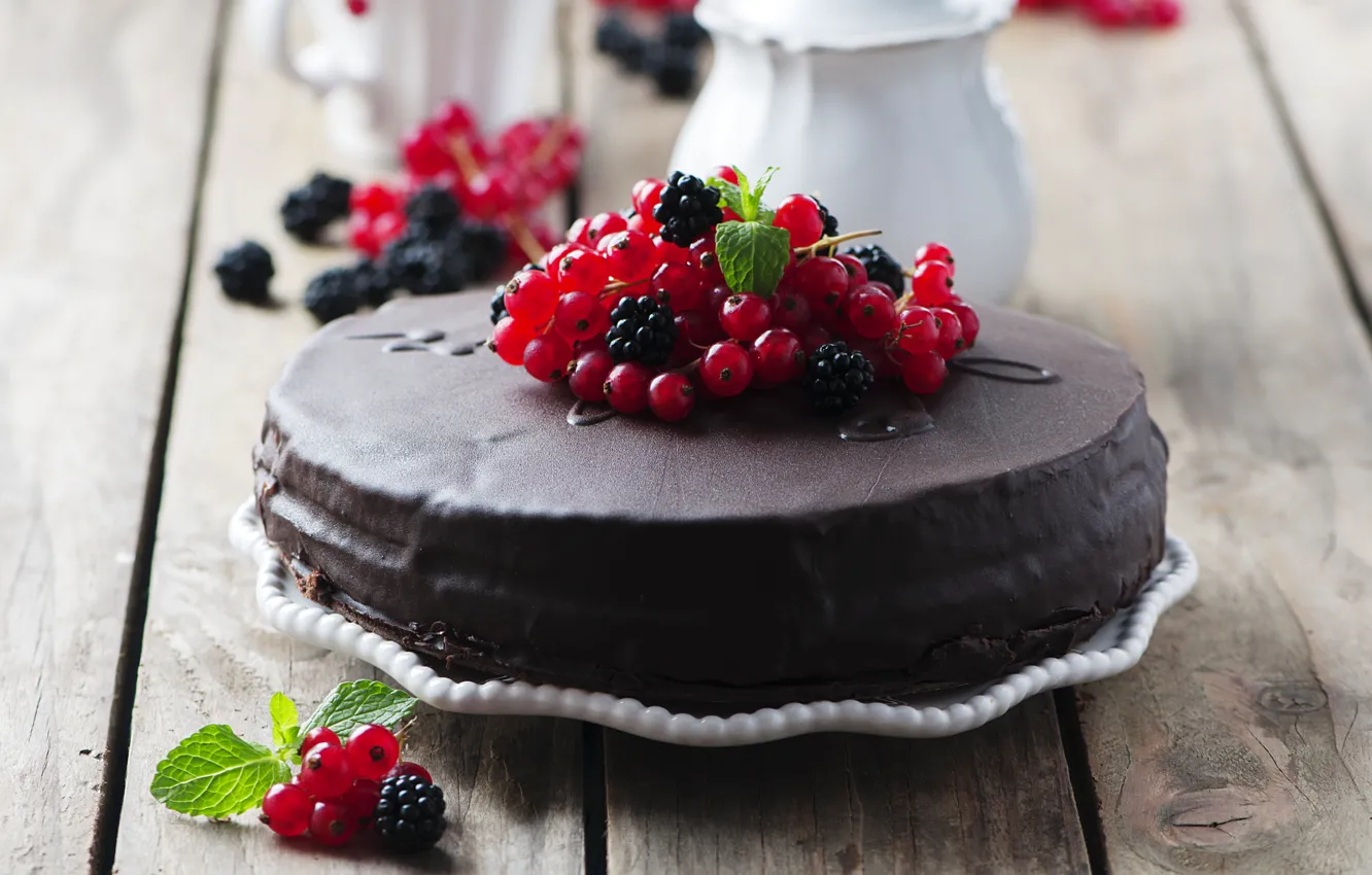 Photo wallpaper food, chocolate, sweets, cake, currants