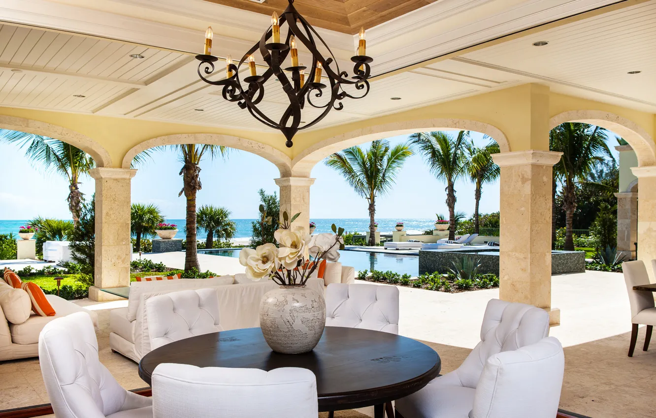 Photo wallpaper ocean, home, luxury, terrace
