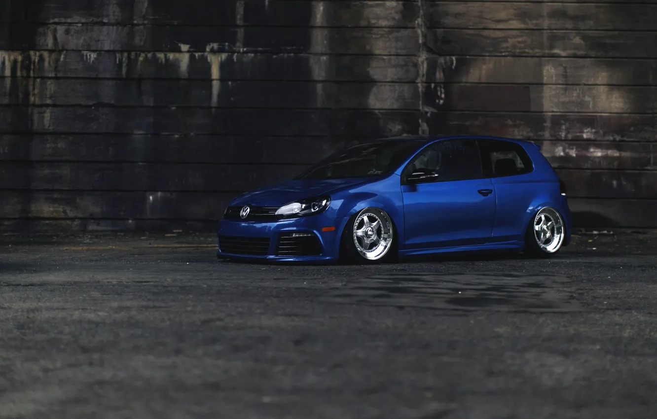 Wallpaper car, blue, Volkswagen, tuning, Golf R, stance, MK6 for mobile ...