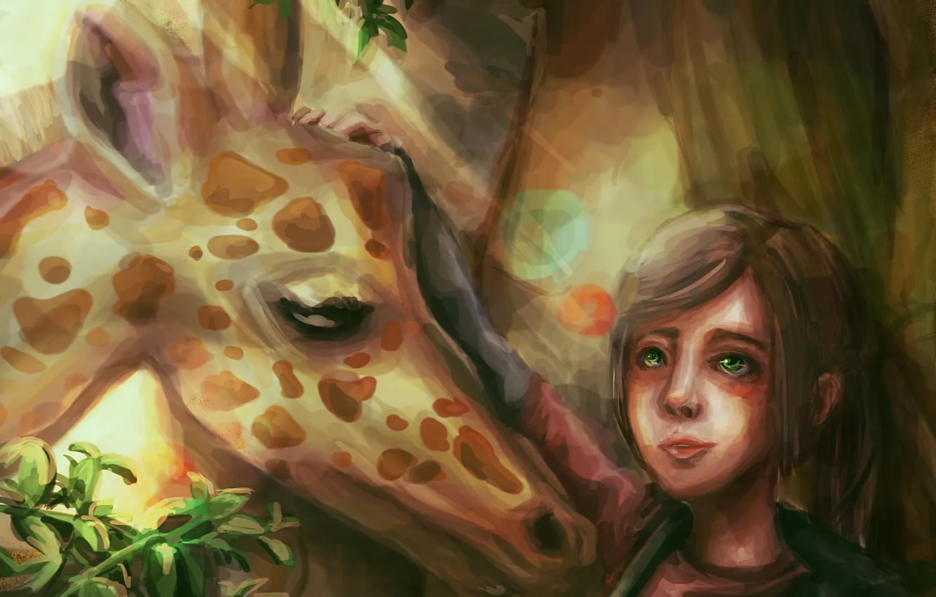 Photo wallpaper art, giraffe, girl, Ellie, ellie kind, last of us