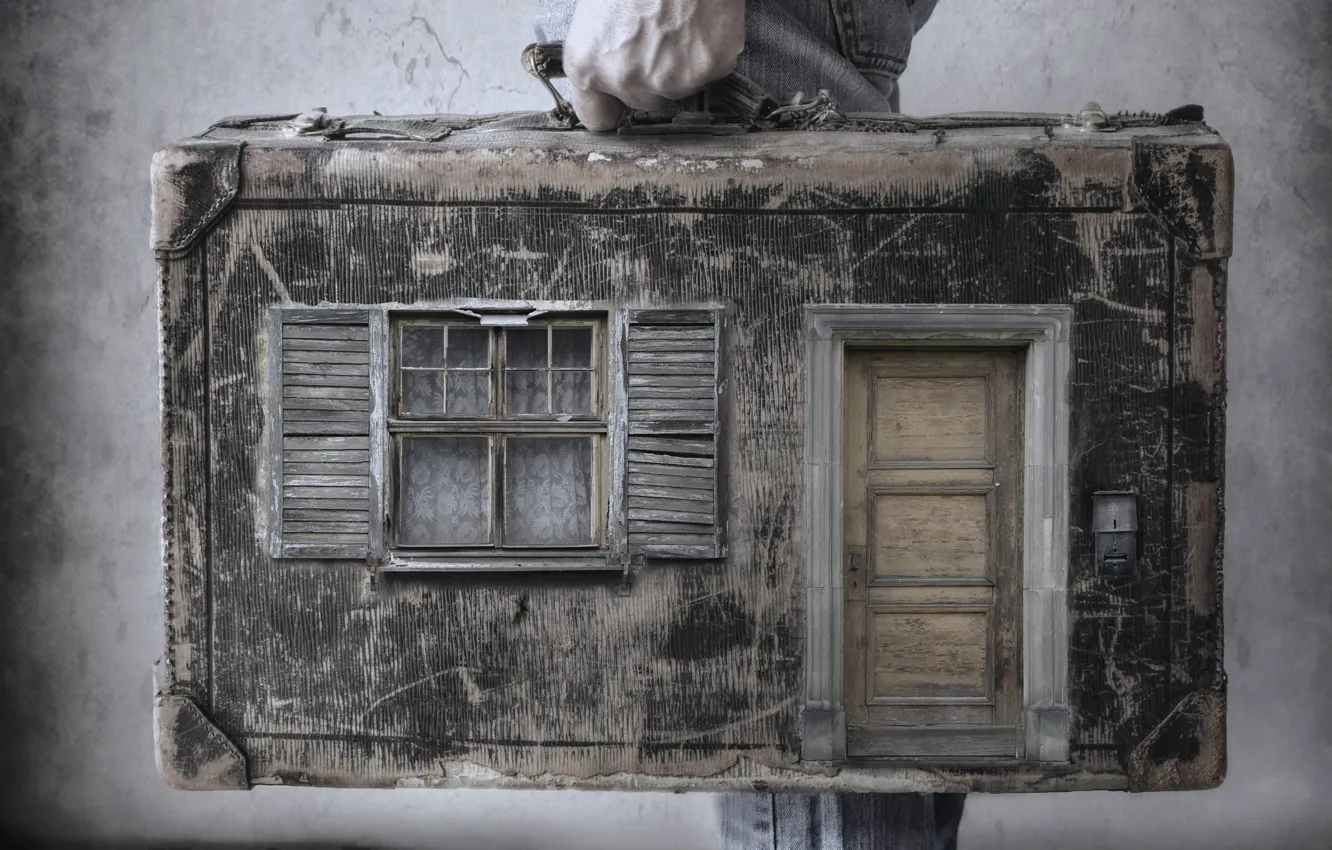 Photo wallpaper people, home, suitcase