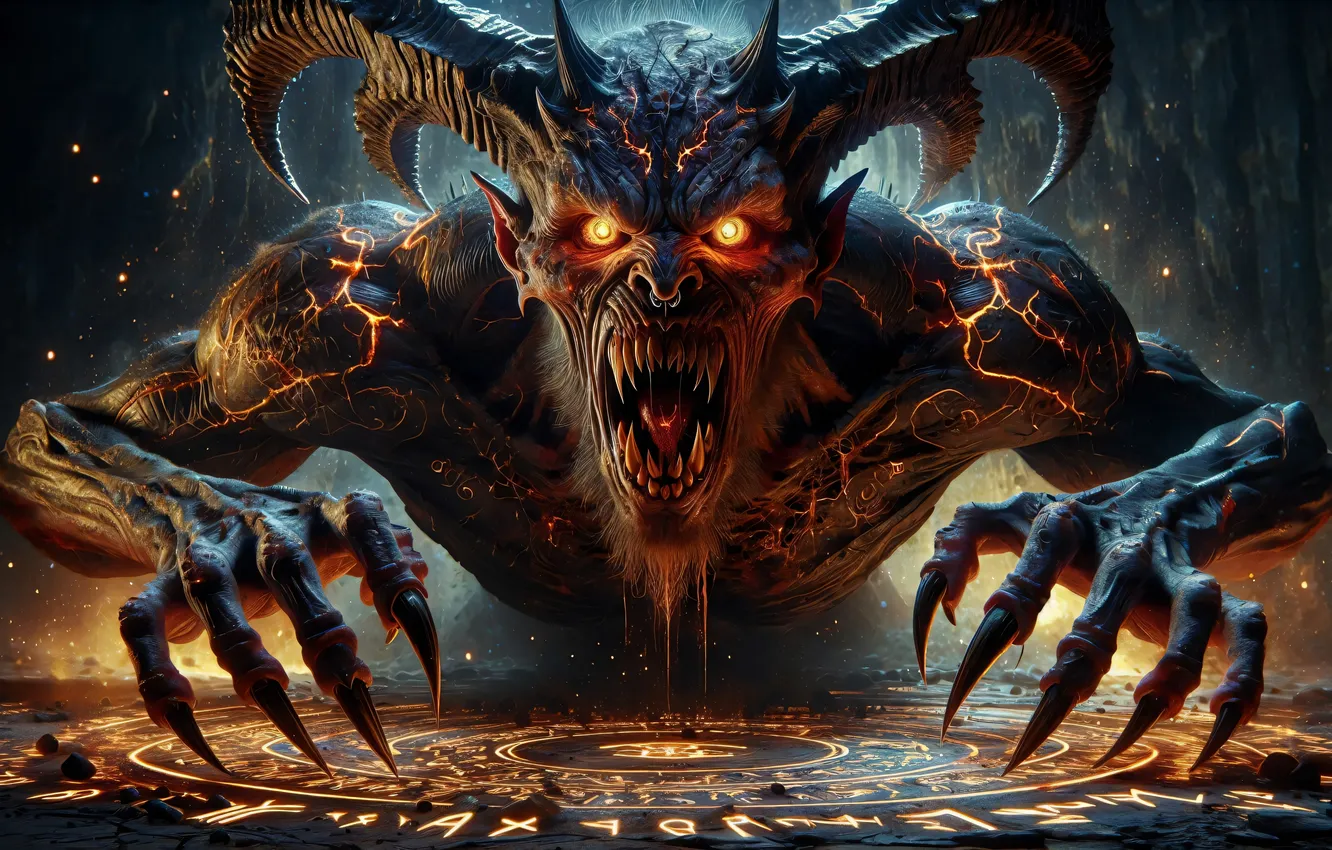 Photo wallpaper monster, the demon, pentagram, print