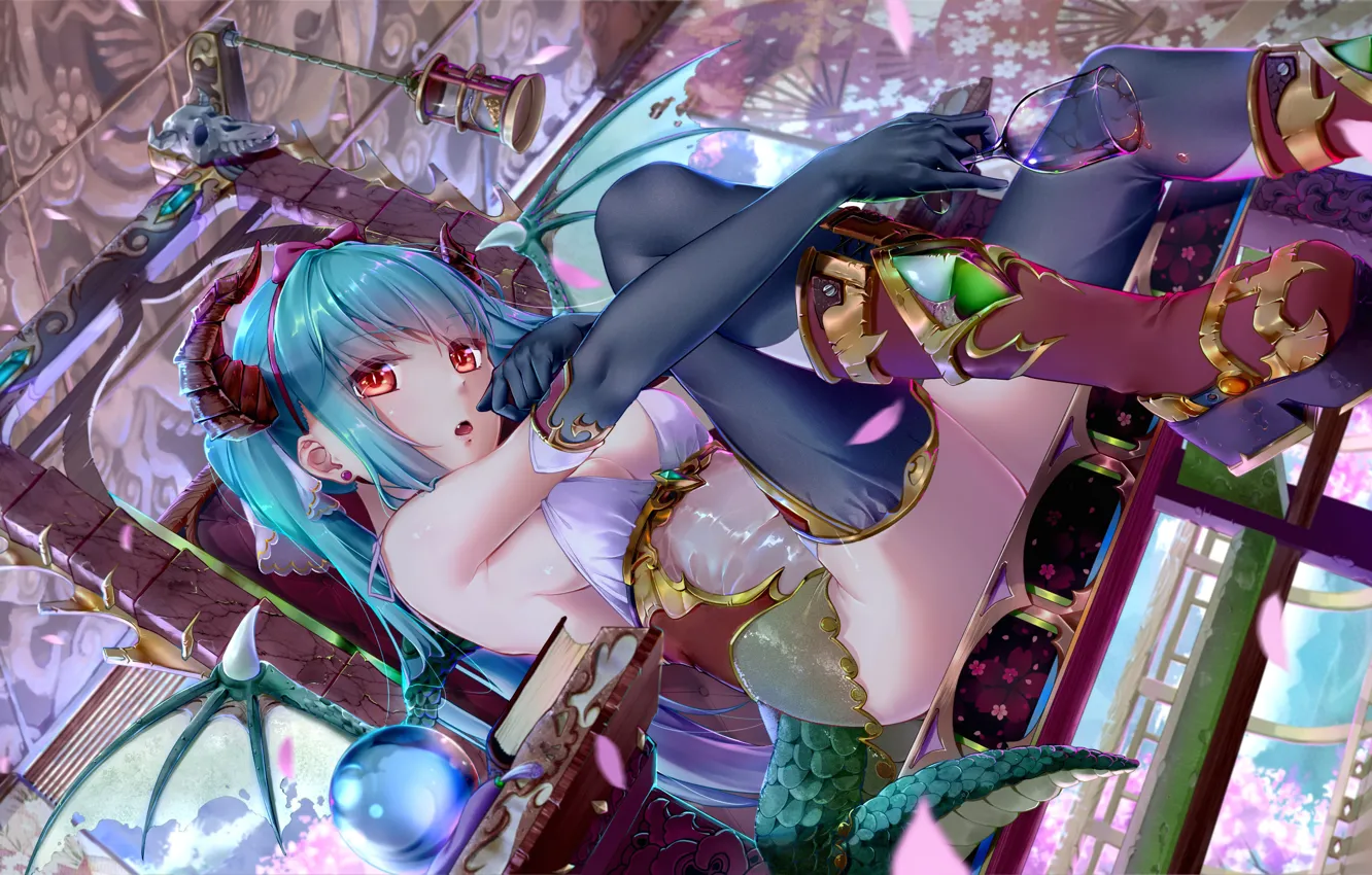 Photo wallpaper girl, anime, the demon, art, vocaloid, hatsune miku