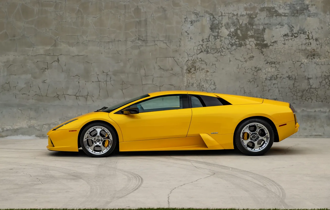 Photo wallpaper yellow, Lamborghini, Lambo, side view, Lamborghini Murcielago, Murcielago