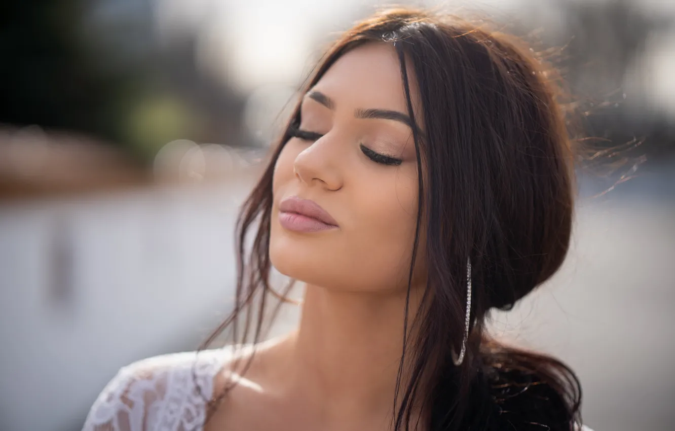 Photo wallpaper the sun, close-up, face, model, portrait, makeup, hairstyle, brown hair