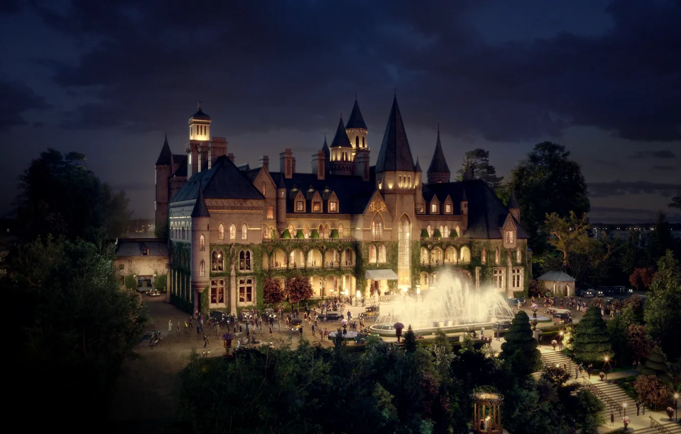 Photo wallpaper night, house, New York, mansion, night, New York, Leonardo DiCaprio, Leonardo DiCaprio, The Great Gatsby, …