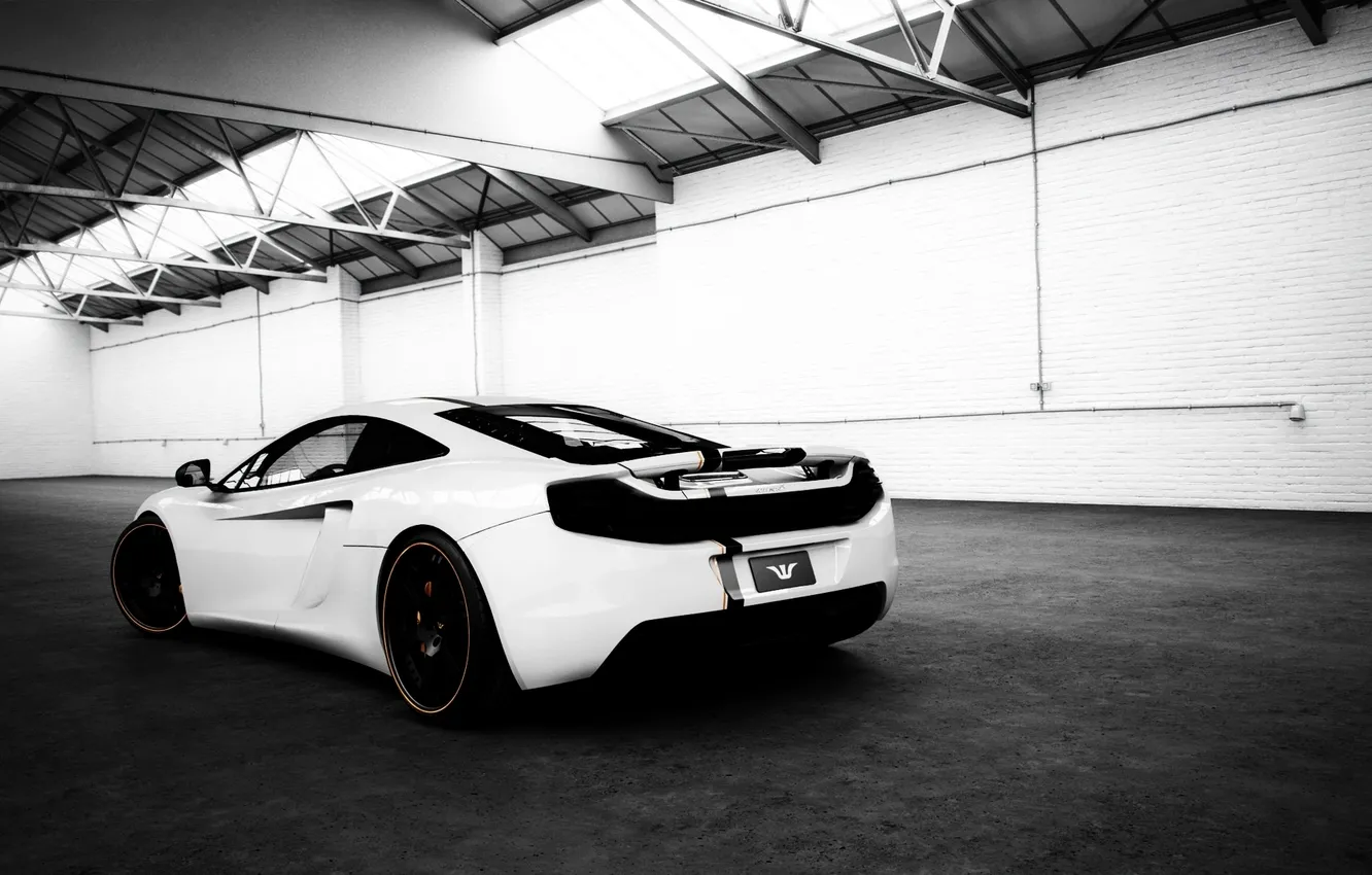 Photo wallpaper white, tuning, McLaren, hangar, supercar, tuning, Wheelsandmore, MP4-12C