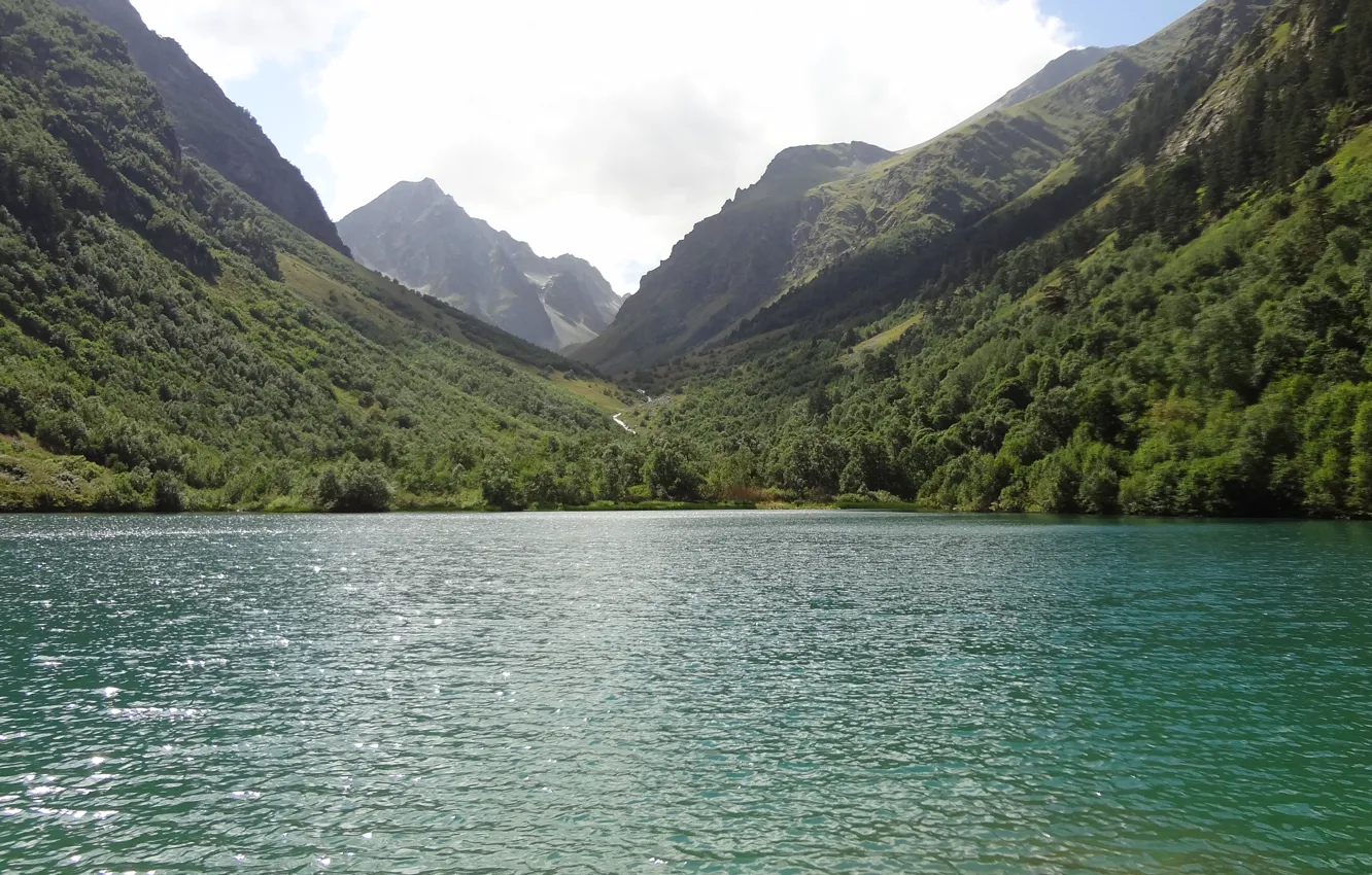 Photo wallpaper mountains, The Caucasus, Budecska lake