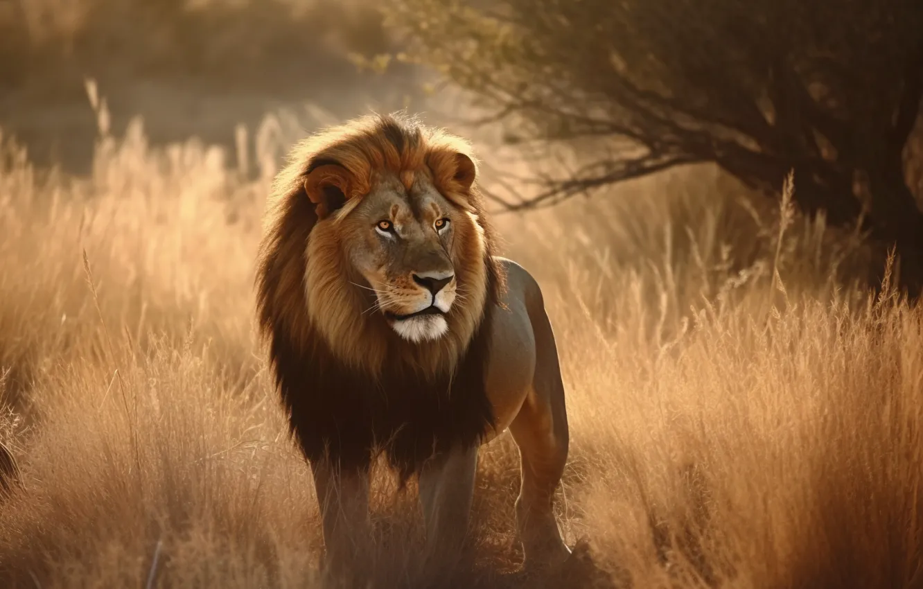 Photo wallpaper branches, nature, Leo, digital art, AI art, The Art of Artificial Intelligence, neural network