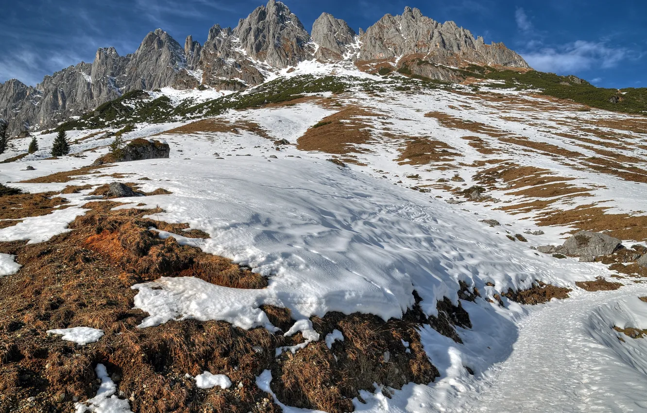 Photo wallpaper snow, mountains, nature, Austria, Salzburg, Mandlwand