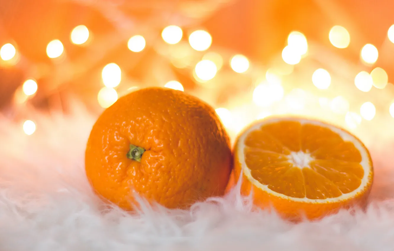 Photo wallpaper orange, mood, holiday, new year, food, Christmas, oranges, fur