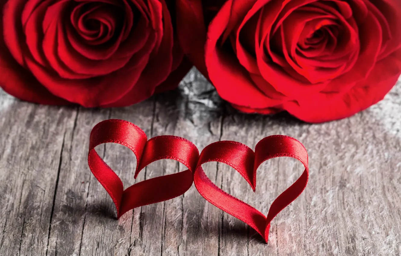 Photo wallpaper love, heart, roses, petals, pair, red, love, heart