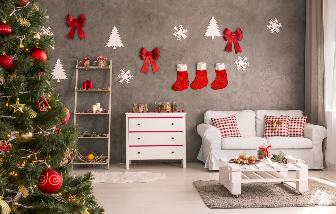 Photo wallpaper decoration, gift, toy, tree, new year, Christmas, Christmas, design