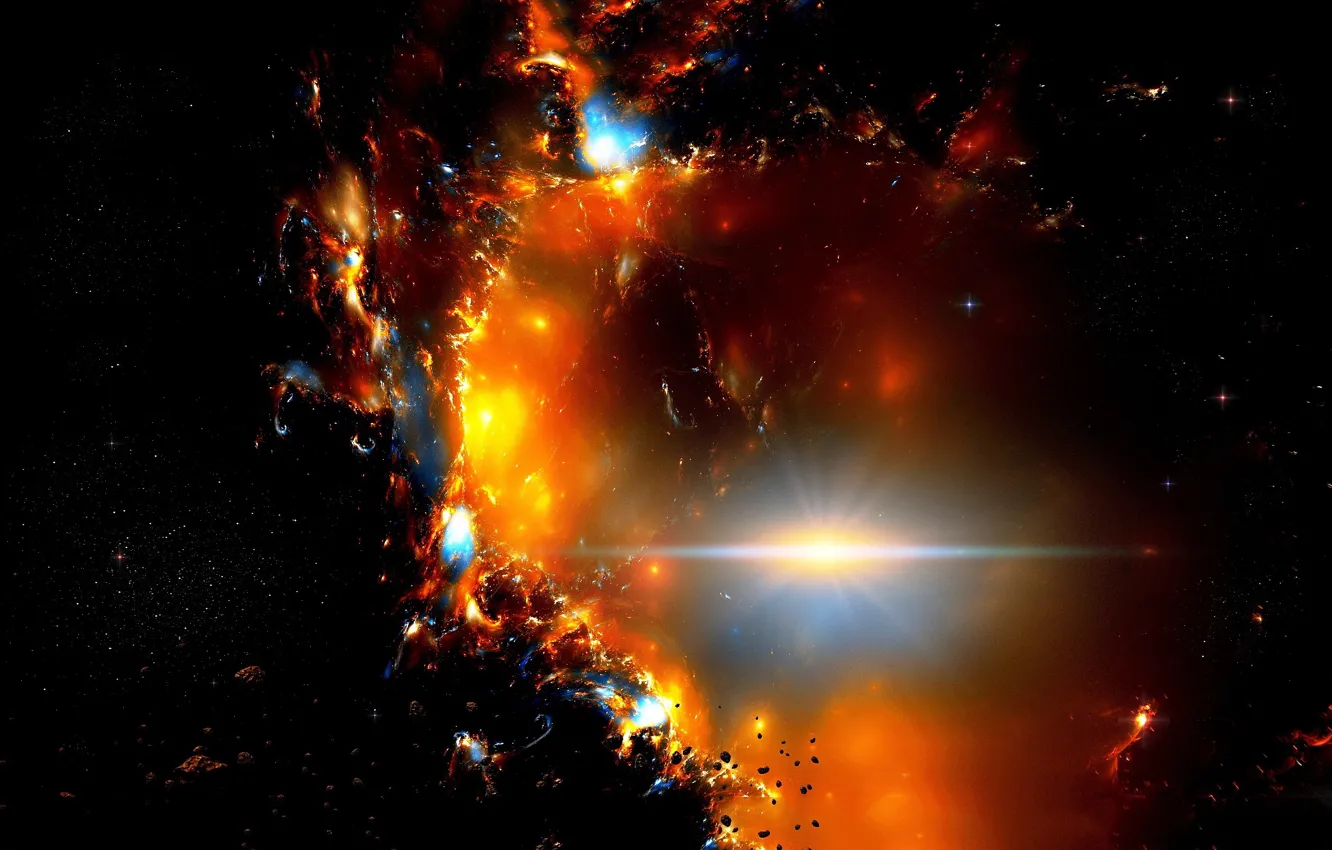 Photo wallpaper dark, space, Galaxy, stars, Side, meteorites