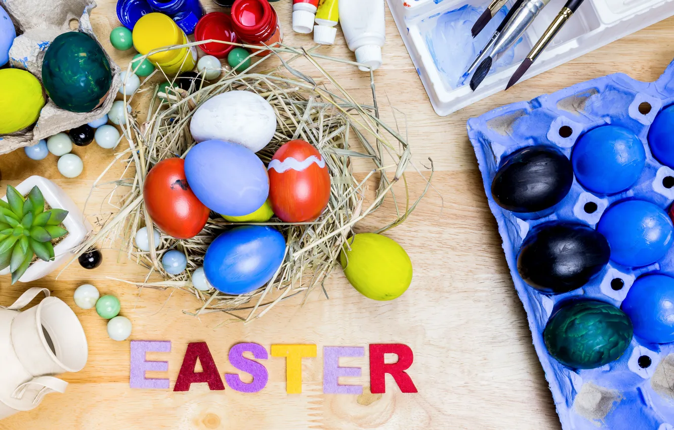 Photo wallpaper decoration, holiday, paint, eggs, spring, watercolor, Easter, socket