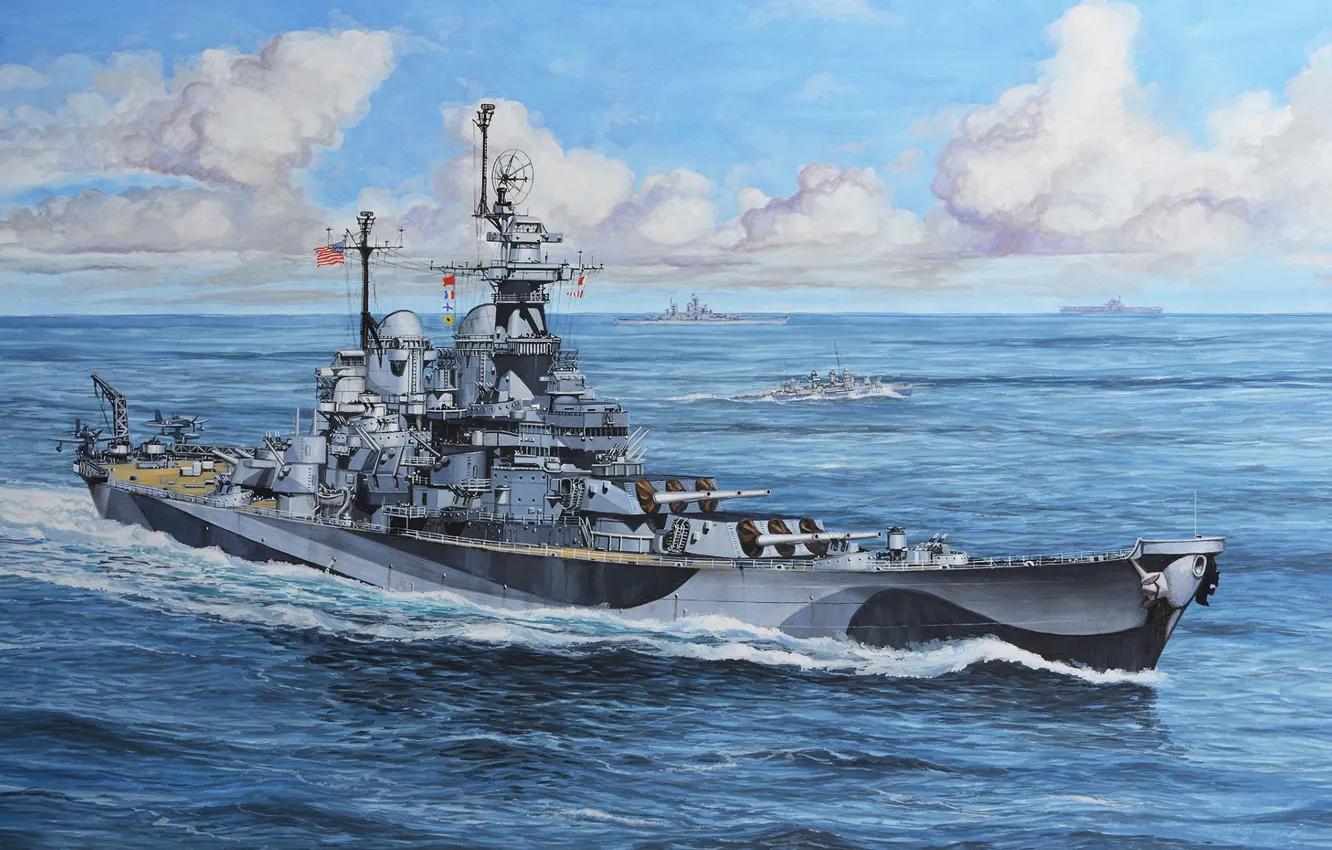 Photo wallpaper ship, art, Navy, American, military, battleship, USS, battleship