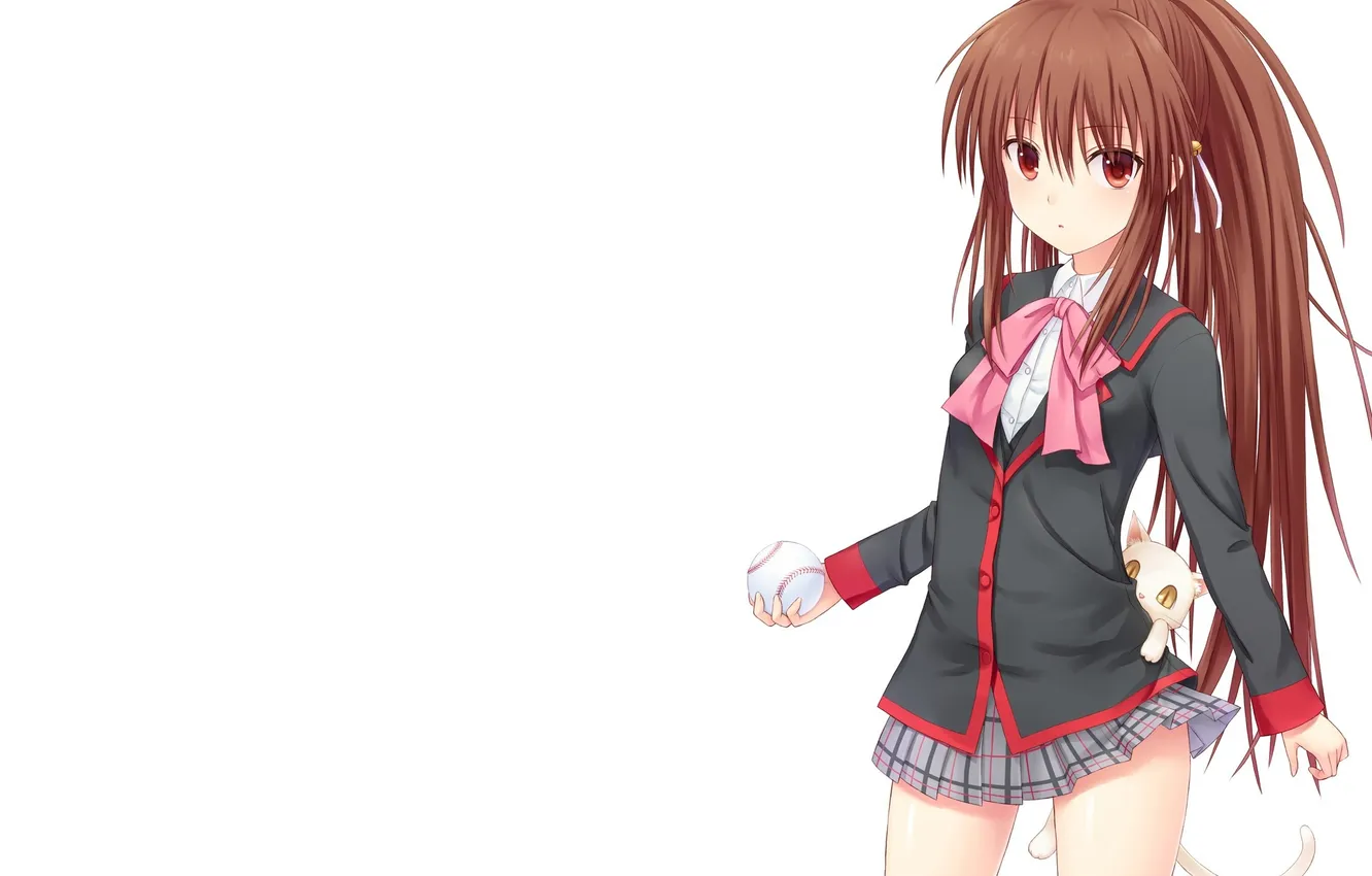 Photo wallpaper cat, look, girl, surprise, art, Little Busters!, Natsume Rin, n.g.