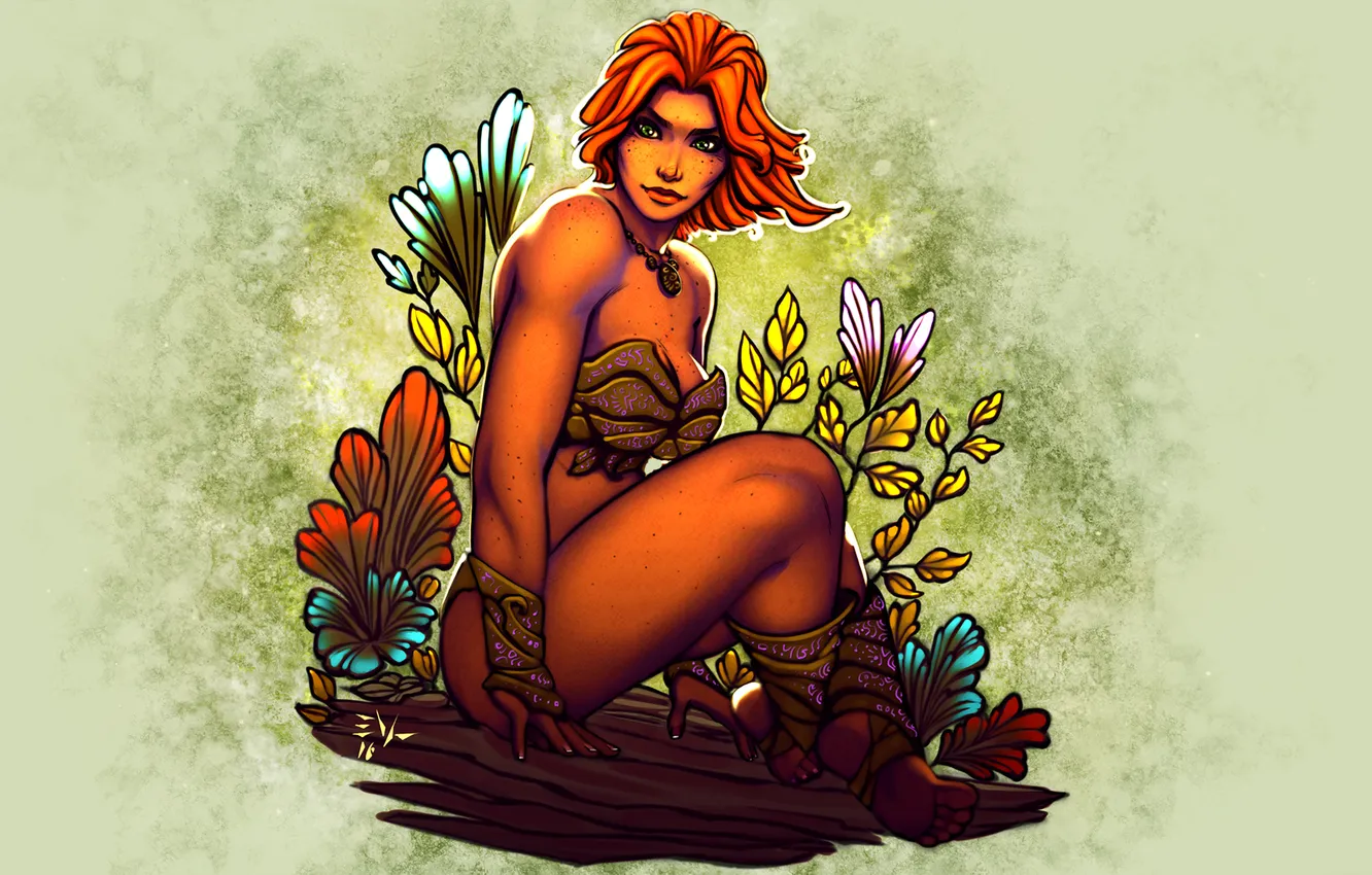 Photo wallpaper chest, look, girl, body, beauty, art, red