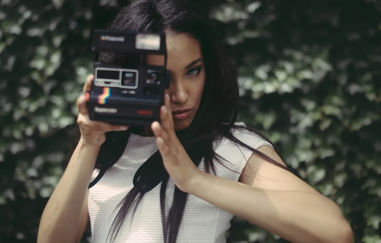 Photo wallpaper girl, the camera, photographer