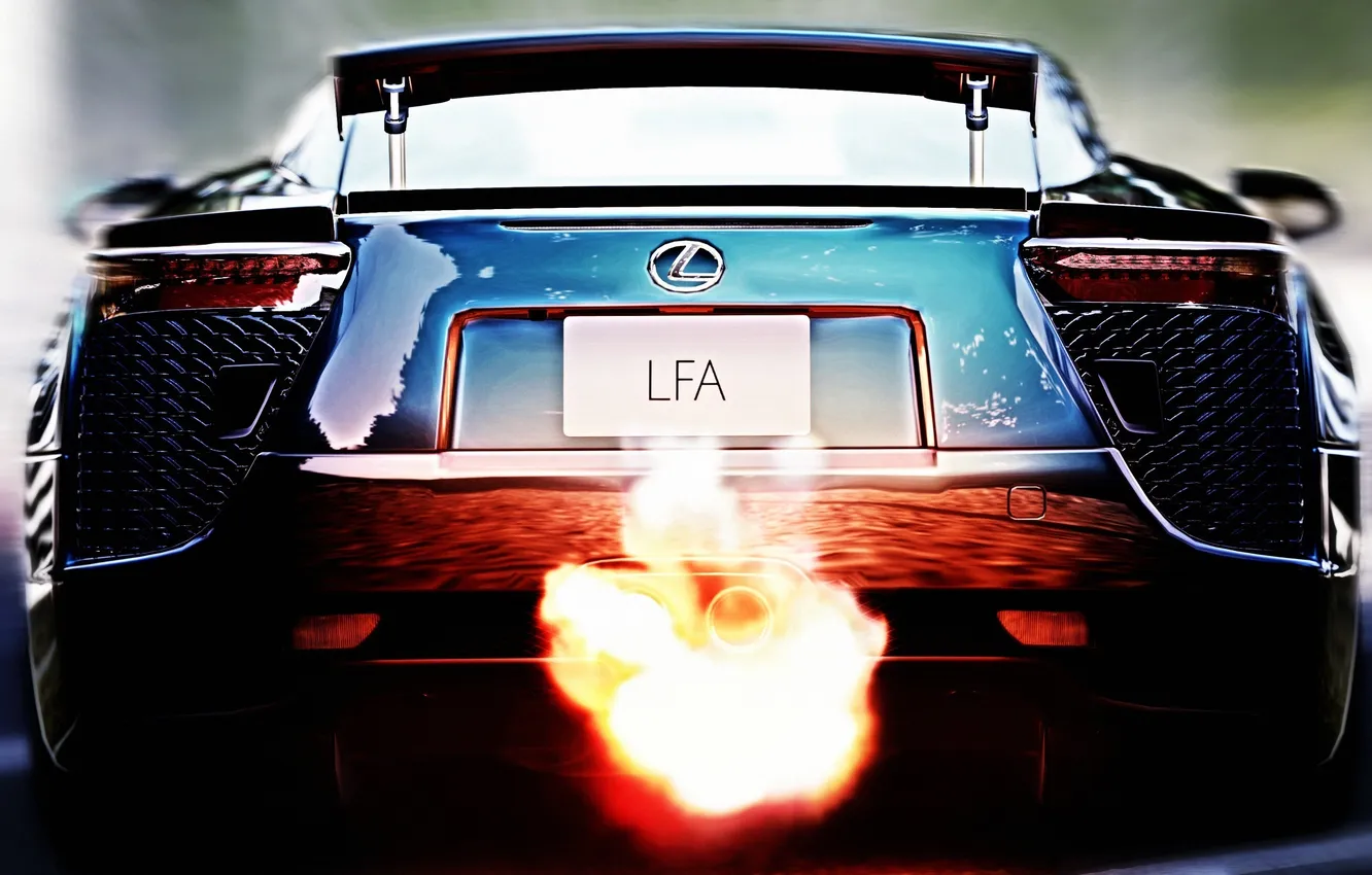 Photo wallpaper flame, Lexus, exhaust, LFA