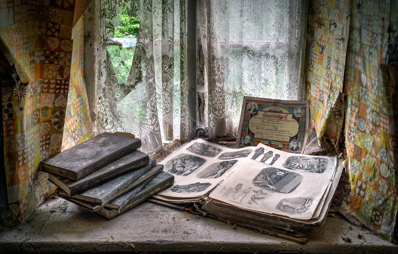 Photo wallpaper window, book, Welsh window