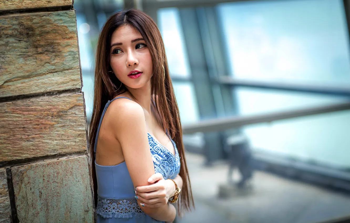 Photo wallpaper look, girl, hair, Asian