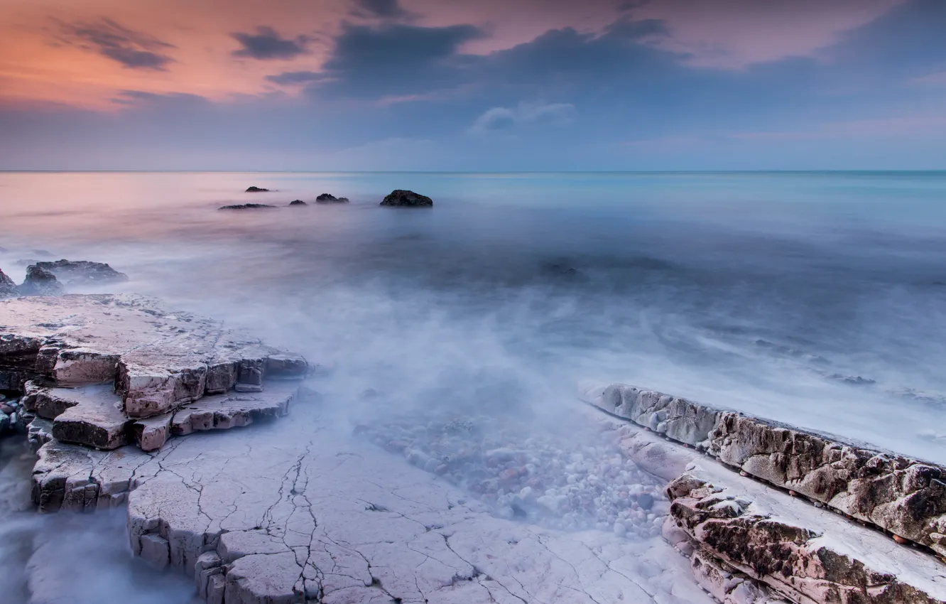 Photo wallpaper sea, the sky, stones, shore, excerpt