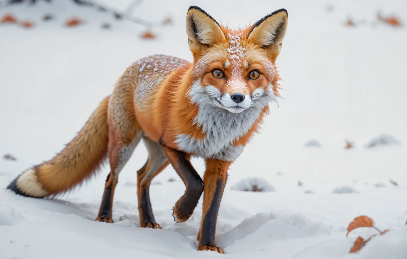 Photo wallpaper winter, snow, Red Fox