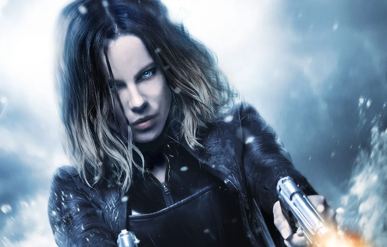 Photo wallpaper cinema, Kate Beckinsale, wallpaper, fire, flame, girl, gun, Underworld