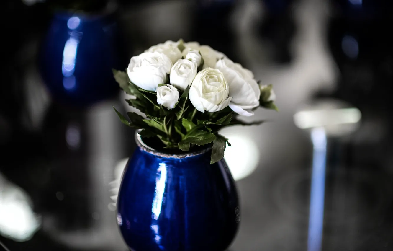 Photo wallpaper flowers, roses, bouquet, vase