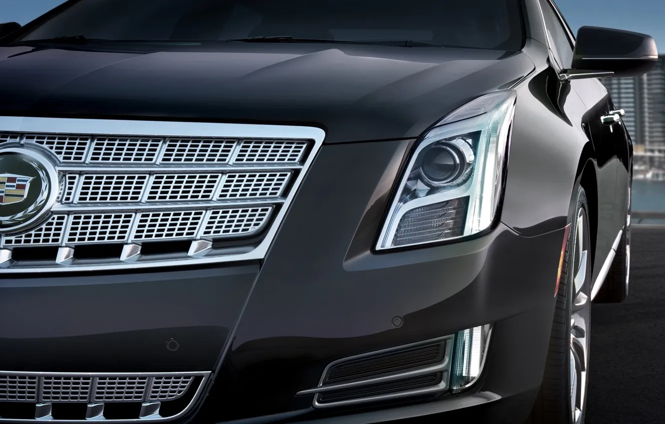 Photo wallpaper grey, Cadillac, emblem, sedan, the front, grille, Cadillac, XTS