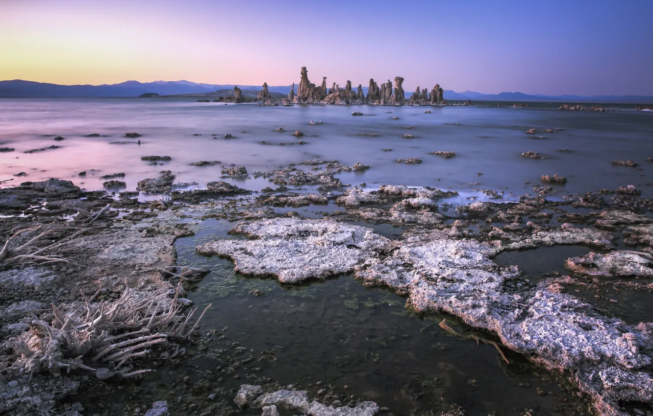 Photo wallpaper landscape, sunset, lake