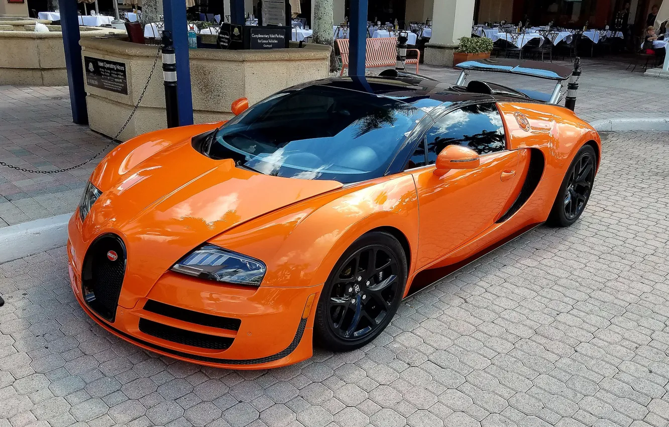 Photo wallpaper orange, Veyron, Bugatti Veyron, hypercar