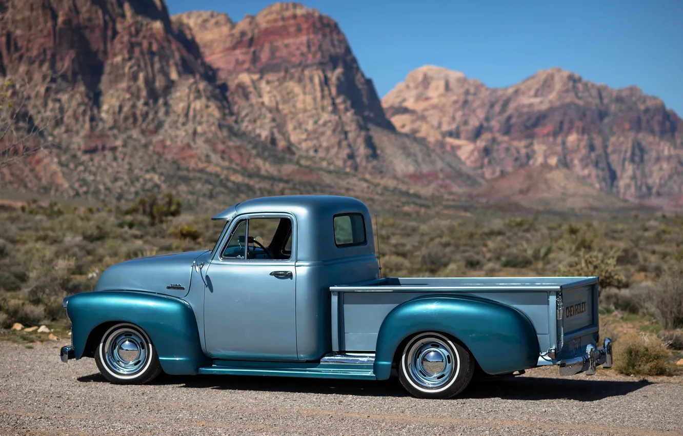 Photo wallpaper nature, retro, background, Chevrolet, pickup, pickup