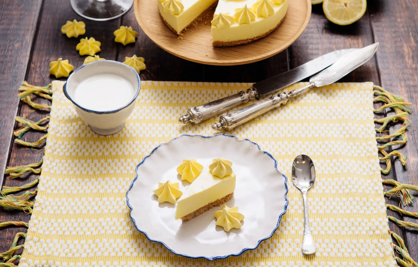 Photo wallpaper lemon, cheesecake, meringue