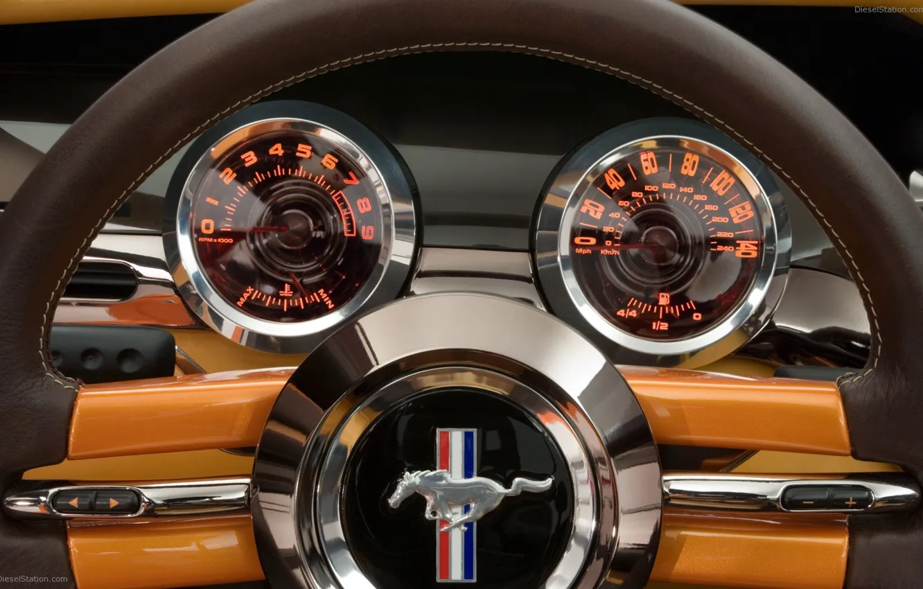 Photo wallpaper devices, Speedometer, Mustang, Ford Mustang, The wheel