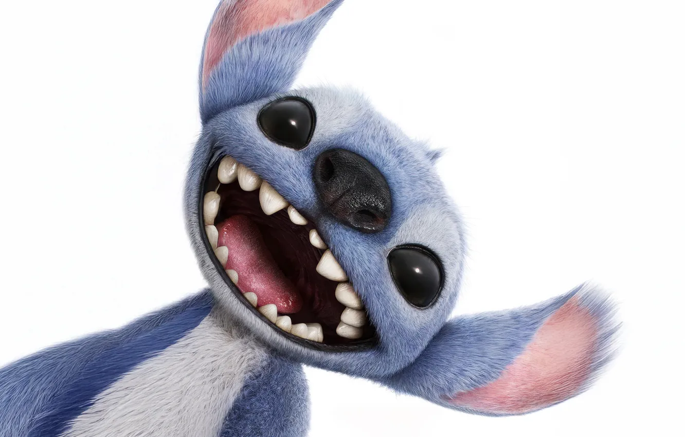 Photo wallpaper face, alien, mouth, white background, alien, characters, Stitch, fantasy art
