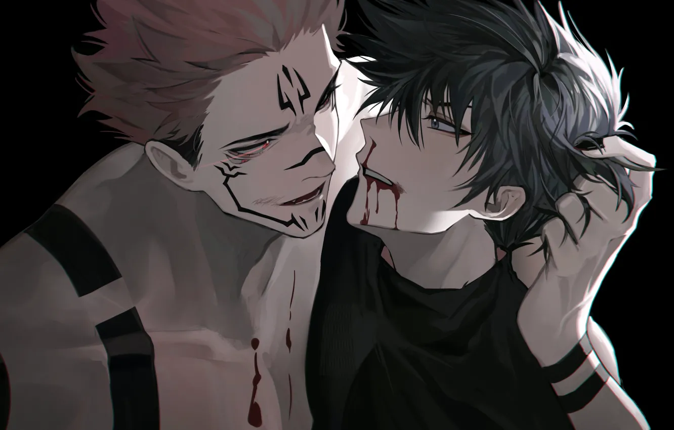 Photo wallpaper Yuuji Itadori, the demon, guys, blood, Megumi Fushiguro, Sukuna Ryoumen, Jujutsu Kaisen