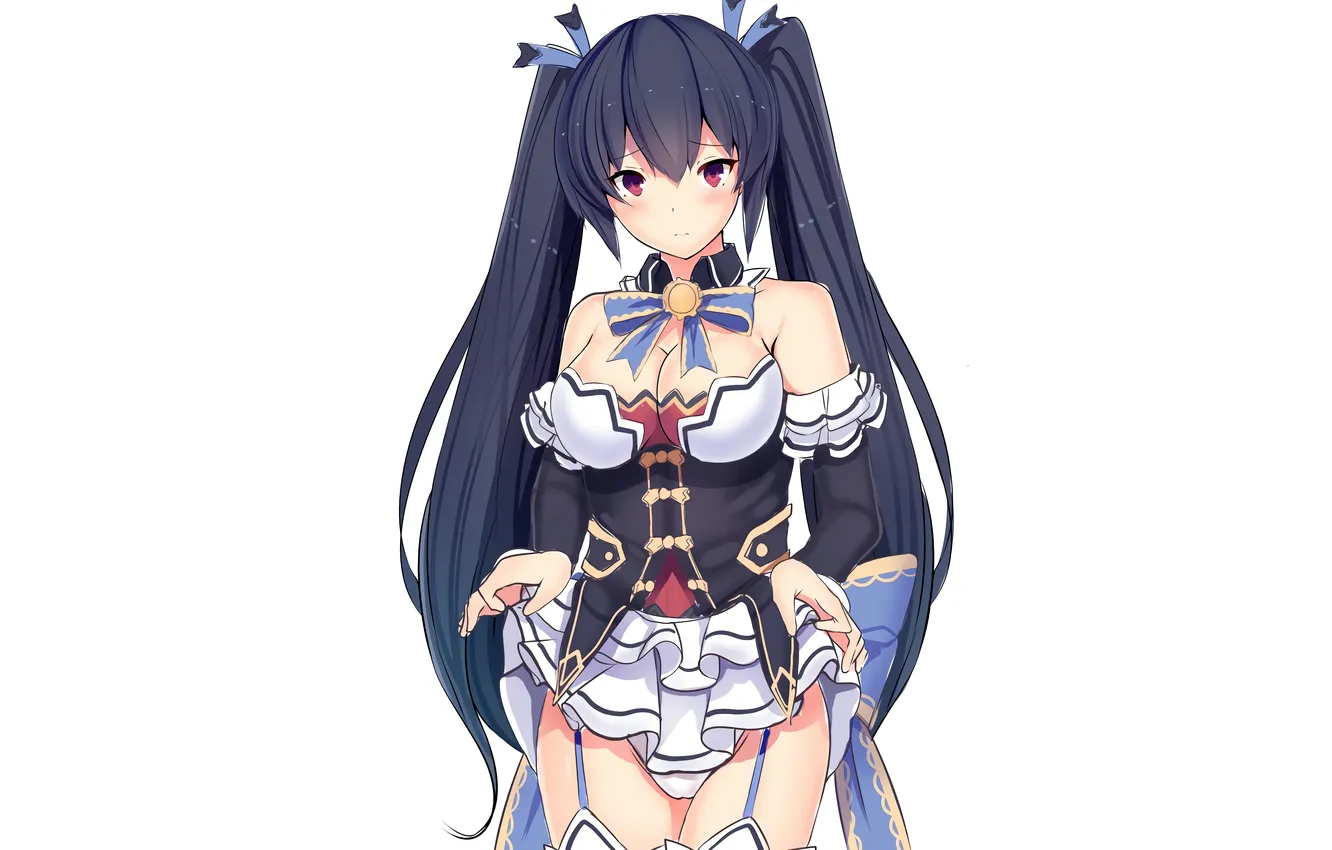 Photo wallpaper girl, sexy, lingerie, cleavage, blouse, panties, thighhighs, long hair