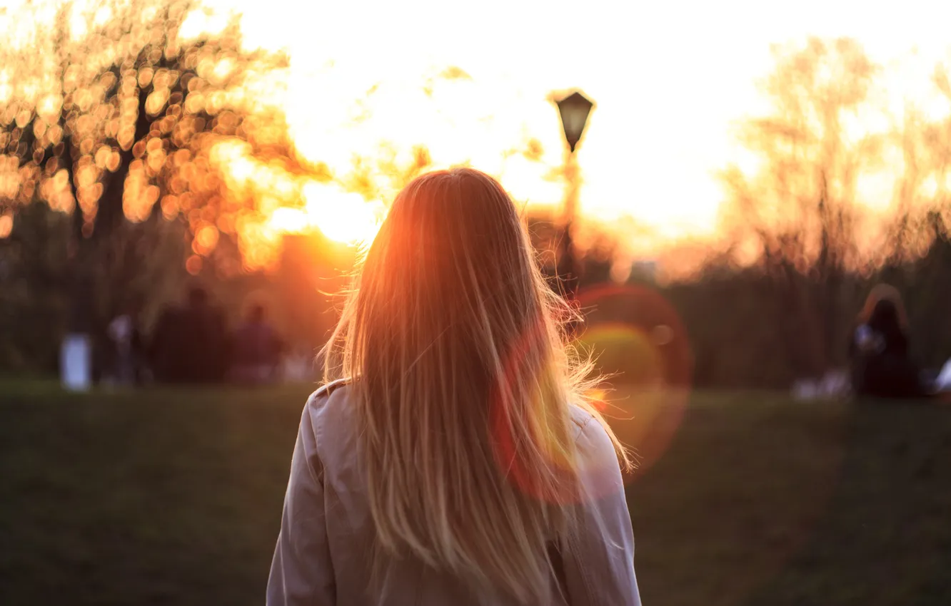 Photo wallpaper girl, sunset, glare, mood, evening, Xenia