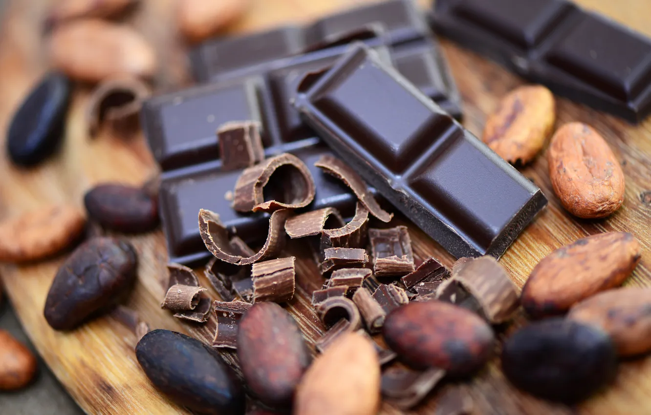 Photo wallpaper dark, chocolate, sweets, nuts, dessert, slices