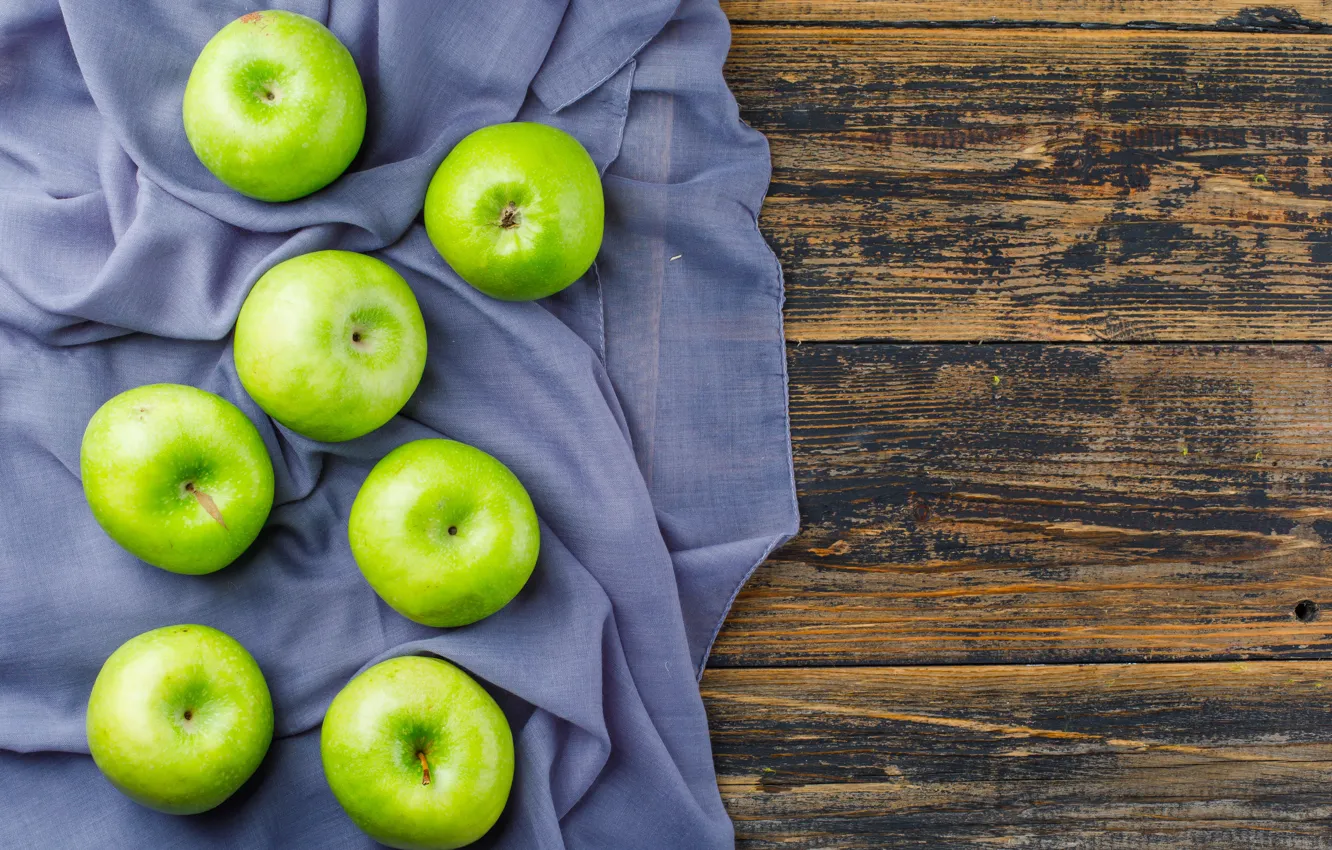 Photo wallpaper green, apples, Board, fabric