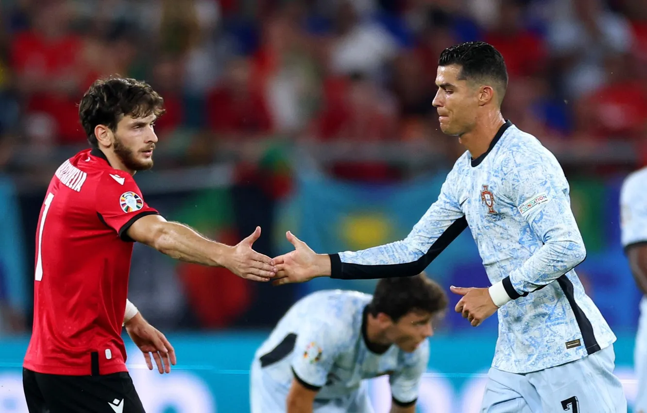 Photo wallpaper football, Cristiano Ronaldo, Cristiano Ronaldo, Khvicha Kvaratskhelia, Euro 2024, Hvicha Kvaratskhelia, Euro-2024