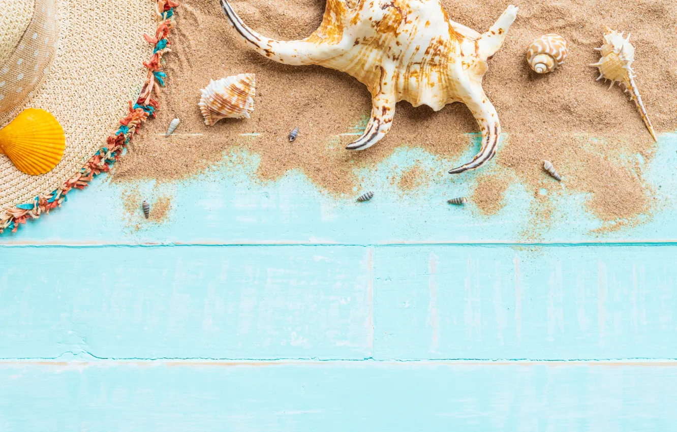 Photo wallpaper sand, beach, summer, Board, star, shell, summer, beach