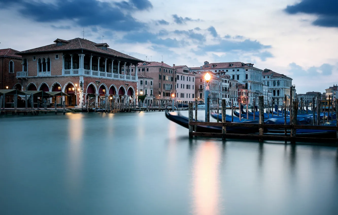 Photo wallpaper river, home, boats, Venice