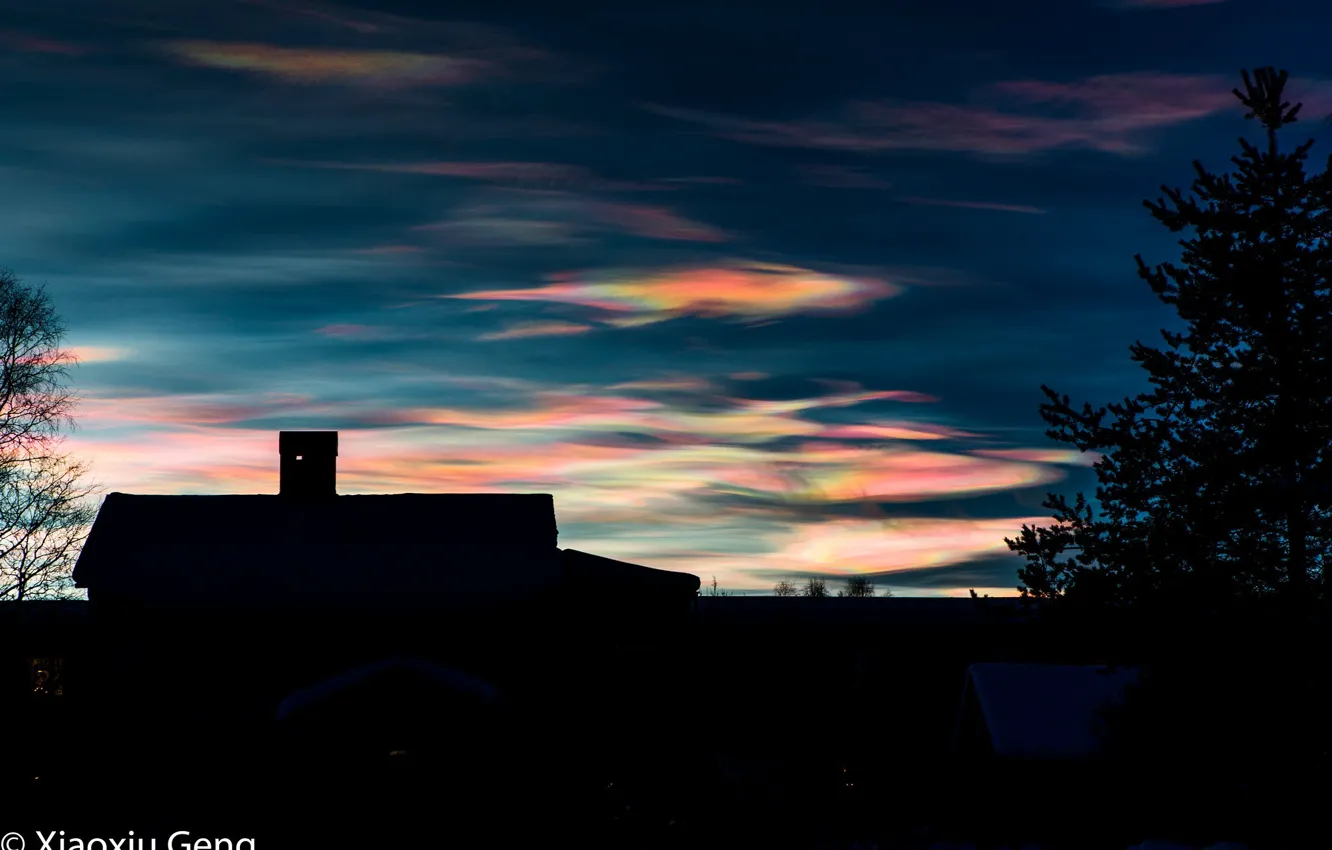 Photo wallpaper Clouds, Winter, Winter, clouds, Mother- of- pearl clouds, Polar stratospheric clouds
