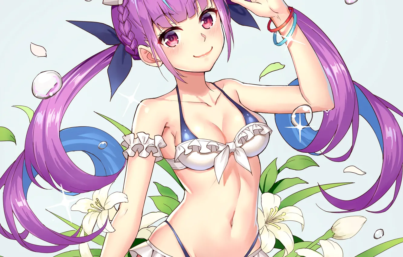 Photo wallpaper girl, sexy, cleavage, long hair, boobs, anime, beautiful, pretty