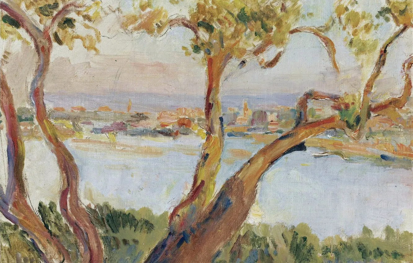 Photo wallpaper landscape, picture, Antibes, Henri Lebacq, View of Antibes